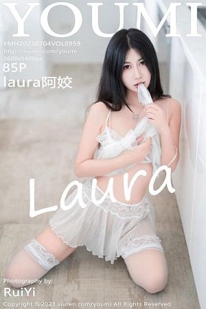laura阿姣性感白色轻透网纱套装露白色蕾丝内衣完美绝美写真