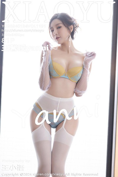 王馨瑶yanni性感图案连衣裙露黄蓝内衣秀曼妙身姿绝美写真