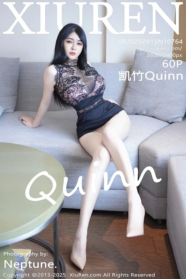 凯竹Quinn性感黑色蕾丝服饰配超薄肉丝秀丰腴身材绝美写真