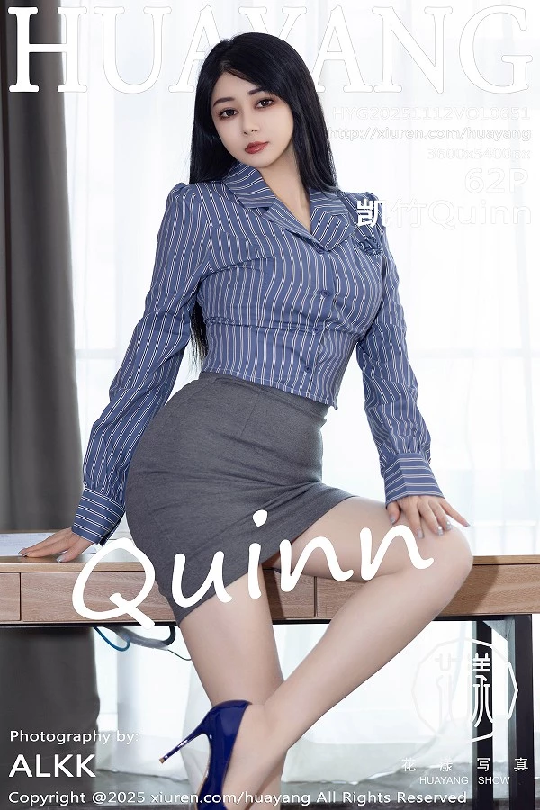 凯竹Quinn性感OL服饰露粉色内衣配超薄肉丝秀丰腴身姿写真