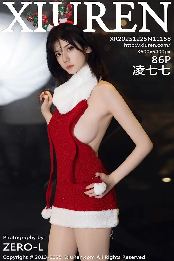 凌七七性感红色开背毛衣配超薄肉丝秀曼妙身姿撩人绝美写真