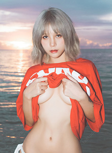 [BoLoli波萝社] 宅男女神夏美酱白色上衣黑色胖次海边写真 Vol.123