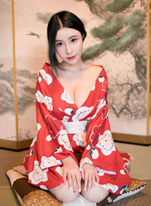 [MiStar魅妍社] 性感女神谢芷馨Sindy红色和服白嫩美腿大尺度北海道旅拍 Vol.210