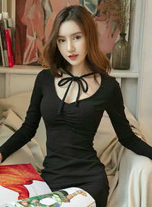 [Ugirls爱尤物] 性感美女M梦baby黑白双色长裙花瓣丛中迷人写真
