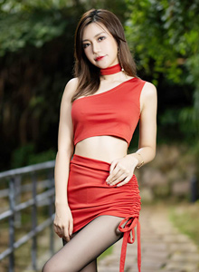 [MyGirl美媛馆] 性感女神绮里嘉ula - 鲜艳红裙+黑丝系列杭州旅拍 VOL.585